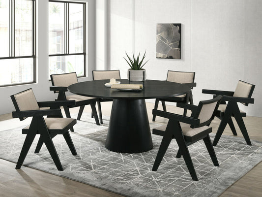 Jasper 7 Pc Black Round Table Dining Collection
