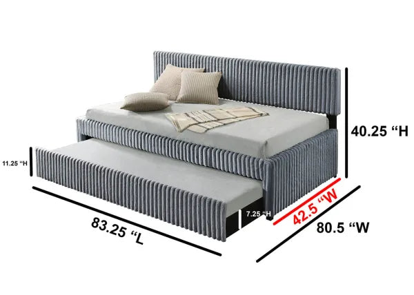 Corduroy Vevet Twin Daybed w/Trundle - 3 Colors