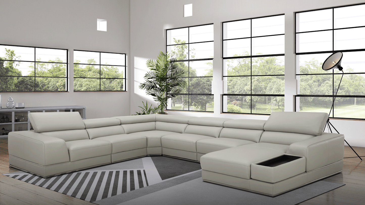 Kuka Gray Top Grain Leather Sectional by ESF