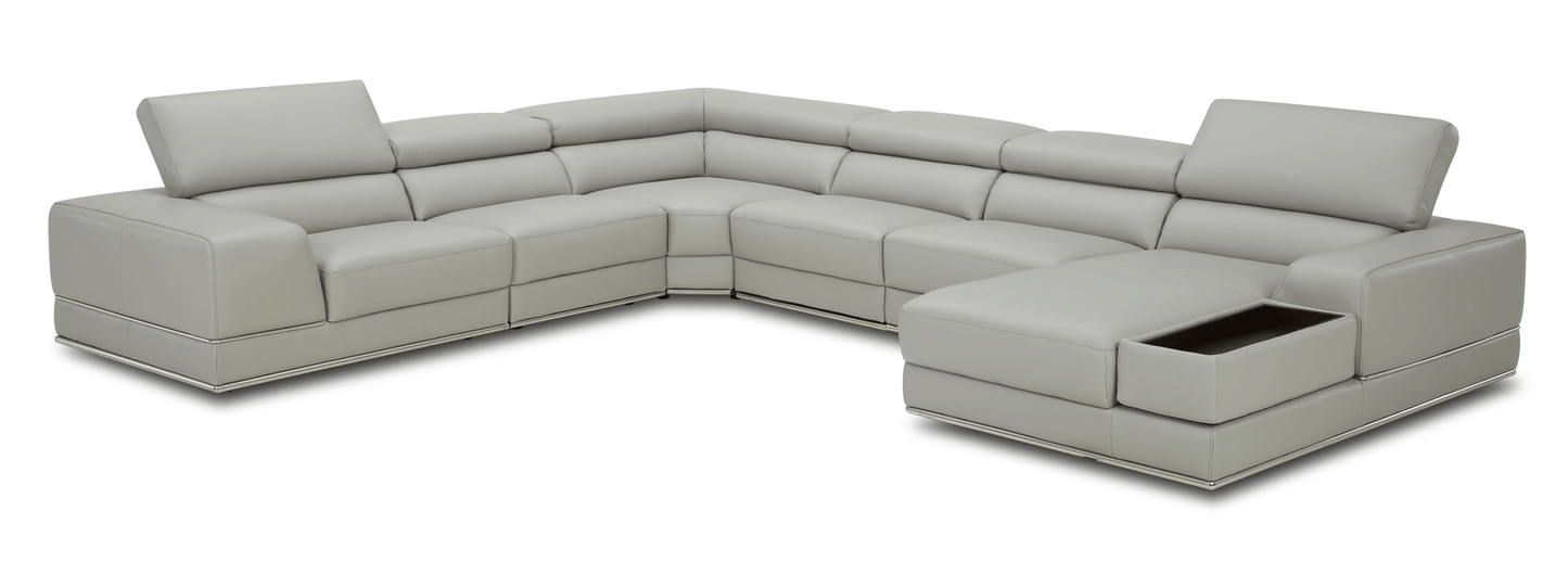 Kuka Gray Top Grain Leather Sectional by ESF
