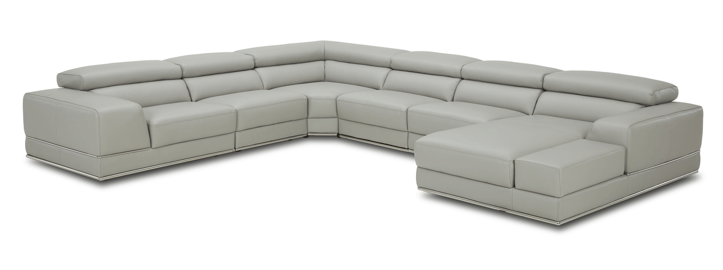 Kuka Gray Top Grain Leather Sectional by ESF