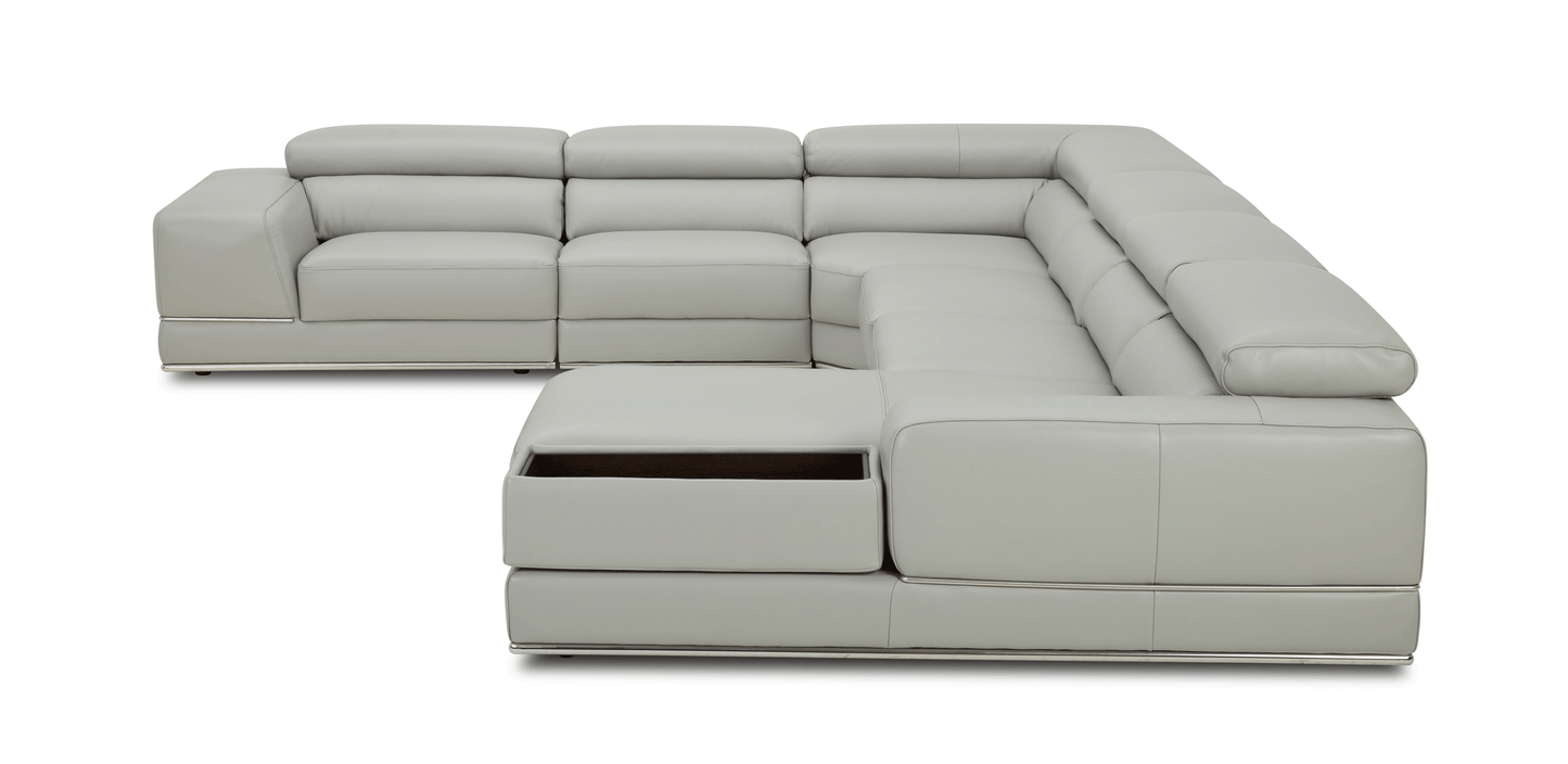 Kuka Gray Top Grain Leather Sectional by ESF