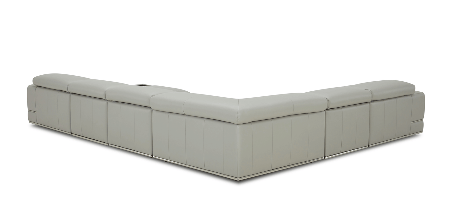 Kuka Gray Top Grain Leather Sectional by ESF