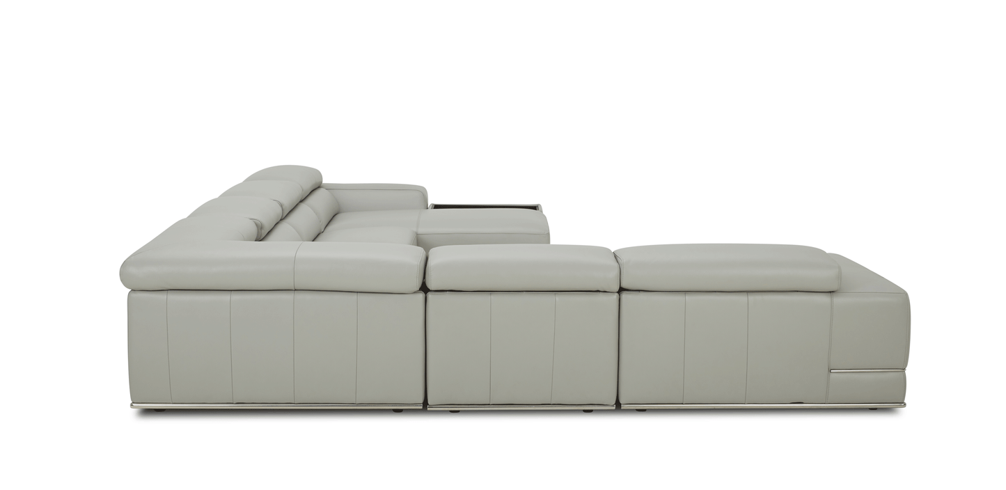 Kuka Gray Top Grain Leather Sectional by ESF
