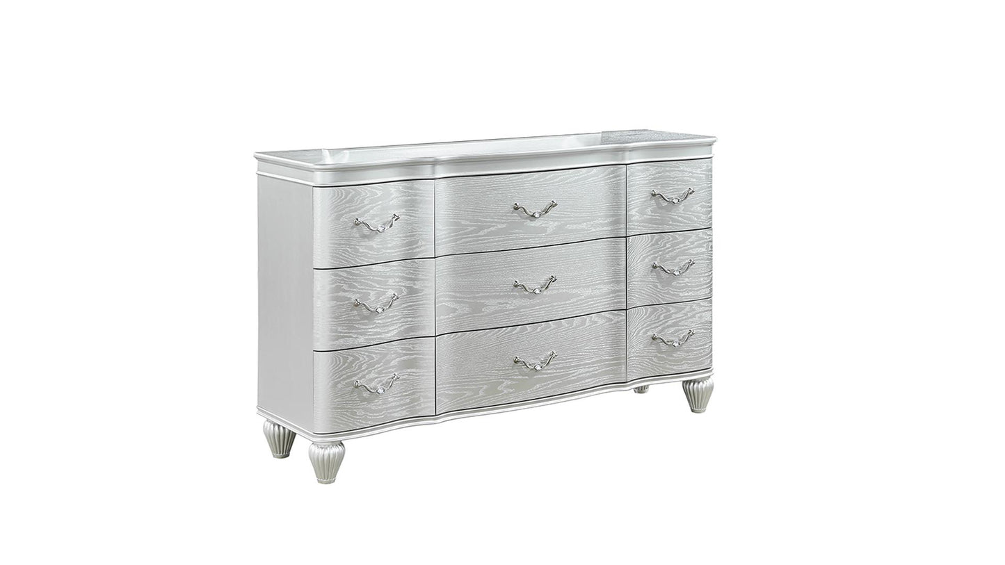 Eros Silver Finish 4 Pc Bedroom Set by Galaxy