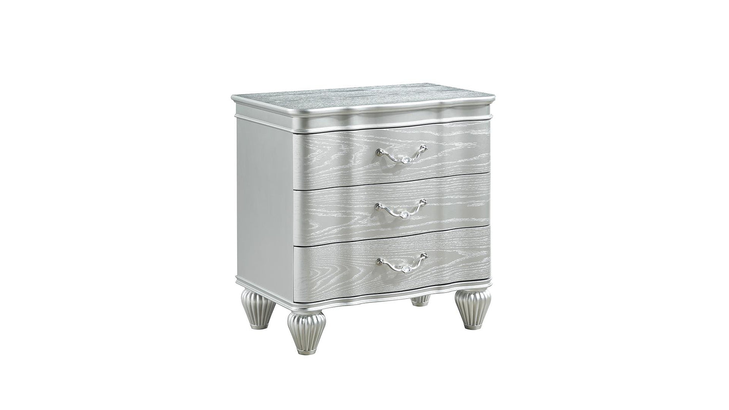 Eros Silver Finish 4 Pc Bedroom Set by Galaxy