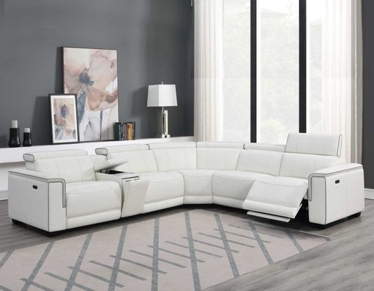 Lorenzo 6-Pc Dual-Power Leather Sectional