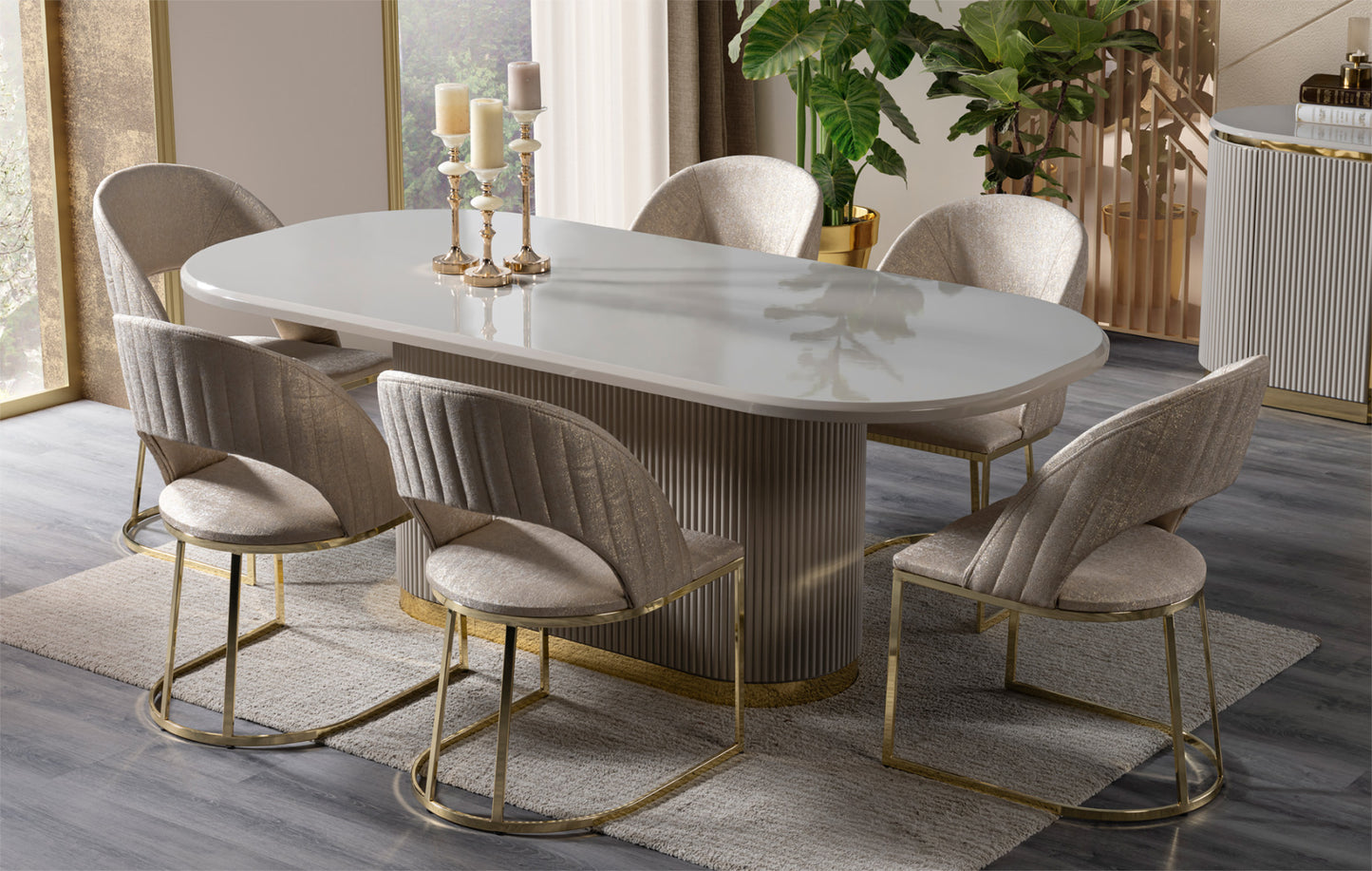 Margo 7 Pc Fluted Pedestal Dining Collection