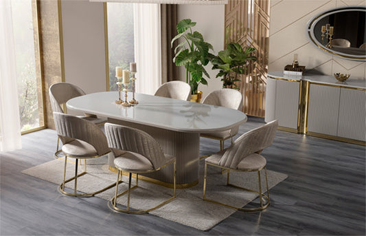 Margo 7 Pc Fluted Pedestal Dining Collection