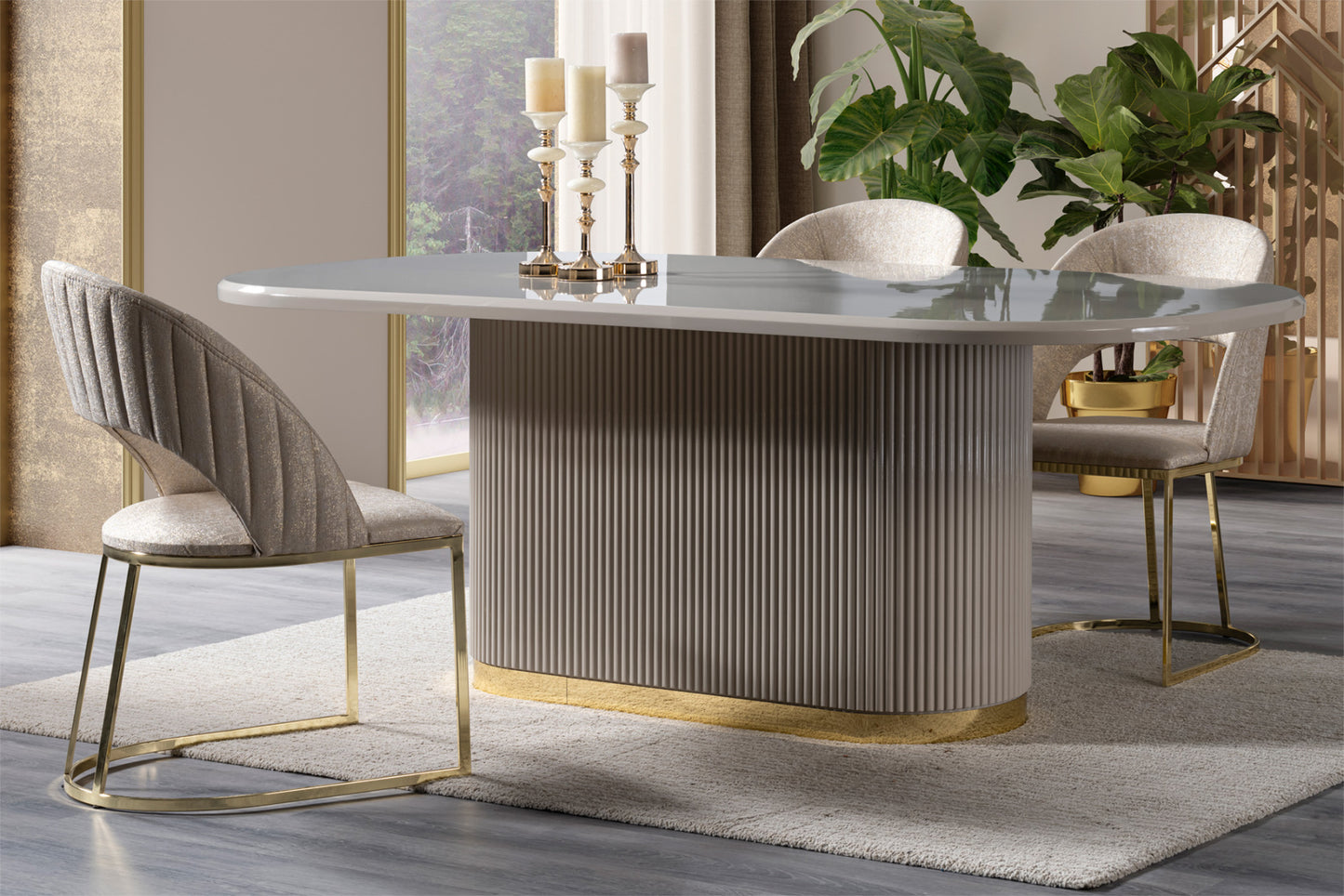 Margo 7 Pc Fluted Pedestal Dining Collection