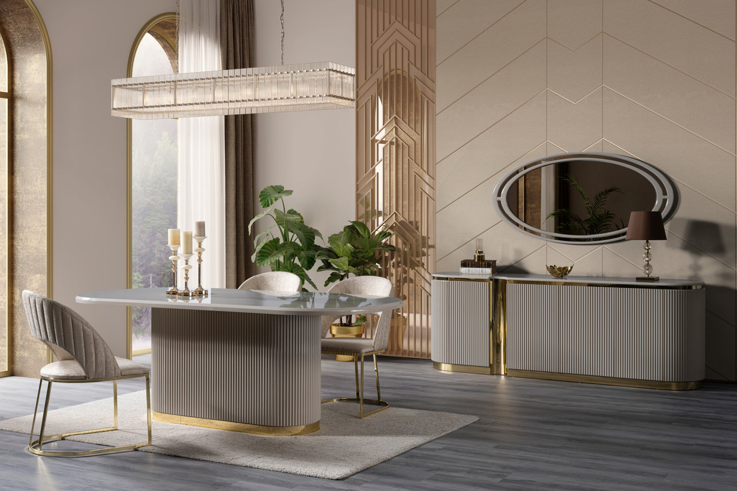 Margo 7 Pc Fluted Pedestal Dining Collection