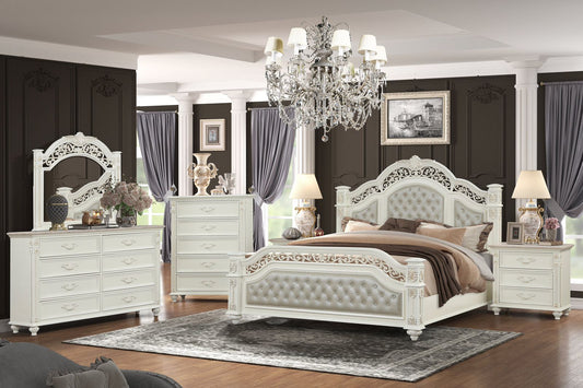 Maryra White 4 Pc Bedroom Set by Cosmos