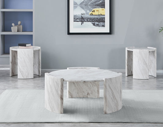 Merino 3 Pc Faux Marble Occasional Tables