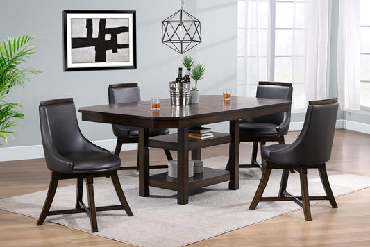 New Haven Dark Walnut Dining Set w/Swivel Chairs