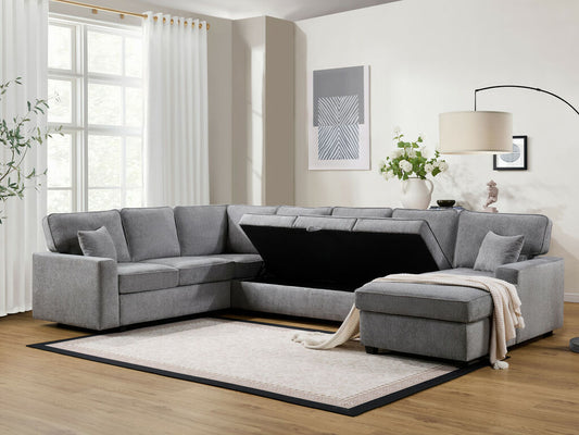 Samara Gray Chenille Storage Sectional 81620