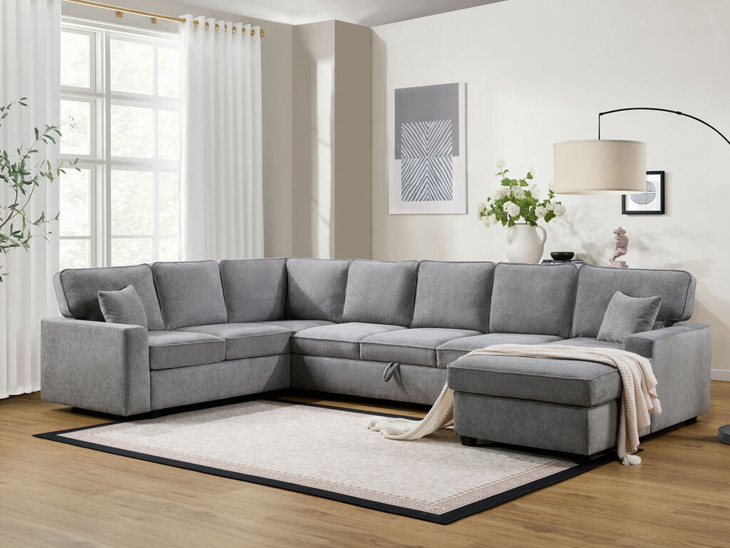 Samara Gray Chenille Storage Sectional 81620
