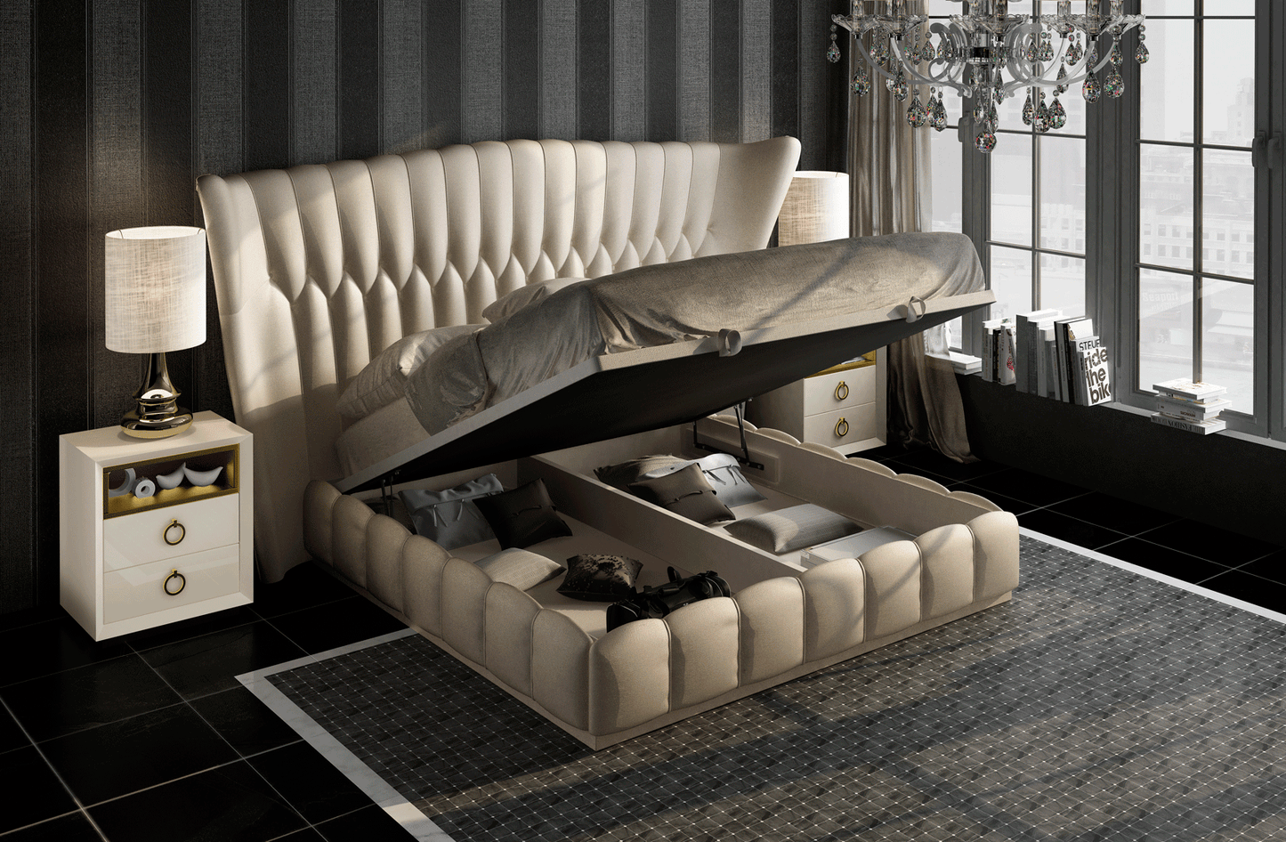 Franco Spain 5 Pc Velvet Bedroom Set by ESF