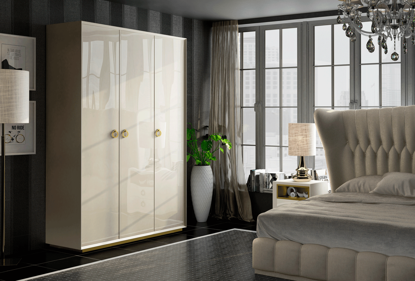 Franco Spain 5 Pc Velvet Bedroom Set by ESF