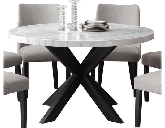 Xena 52 Inch Round 5 Pc Marble Dining Set