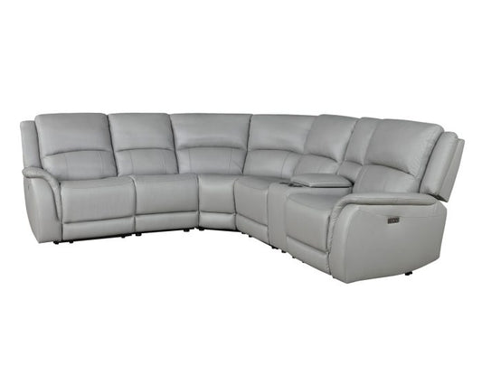 Alexandria Stone Leather 6 Pc Sectional - Steve Silver