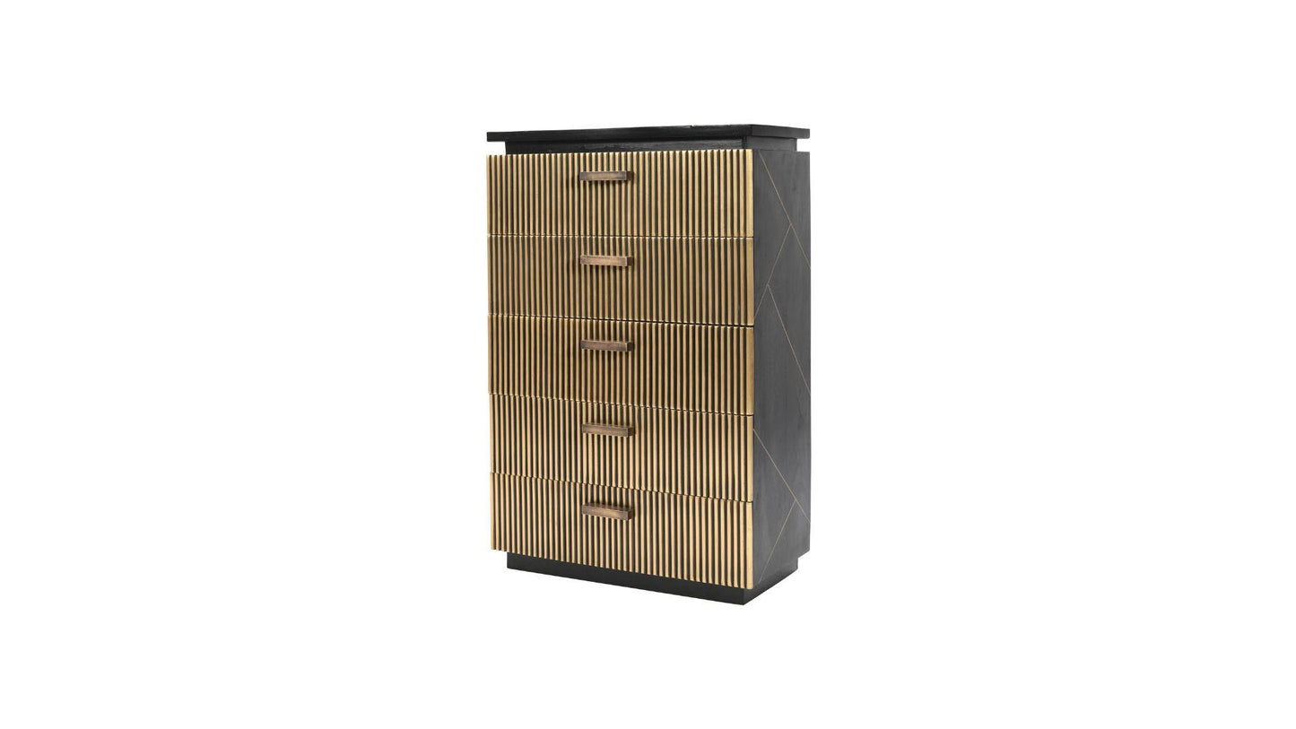 Allure 5 Drawer Black & Gold Chest