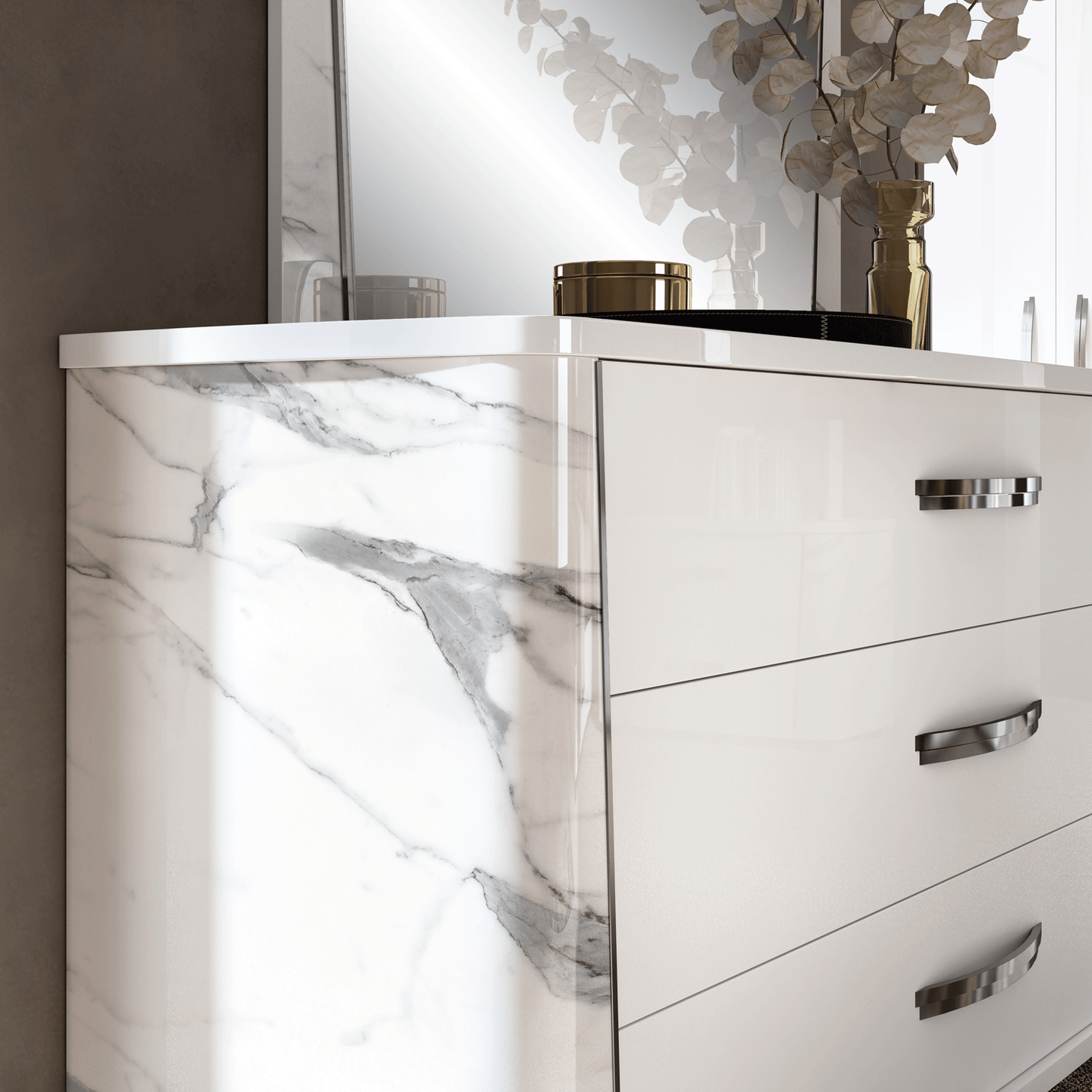 Anna High Gloss Marble Bedroom Collection by ESF