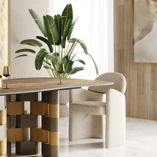 Ashley Beige Linen Dining Chair 83031