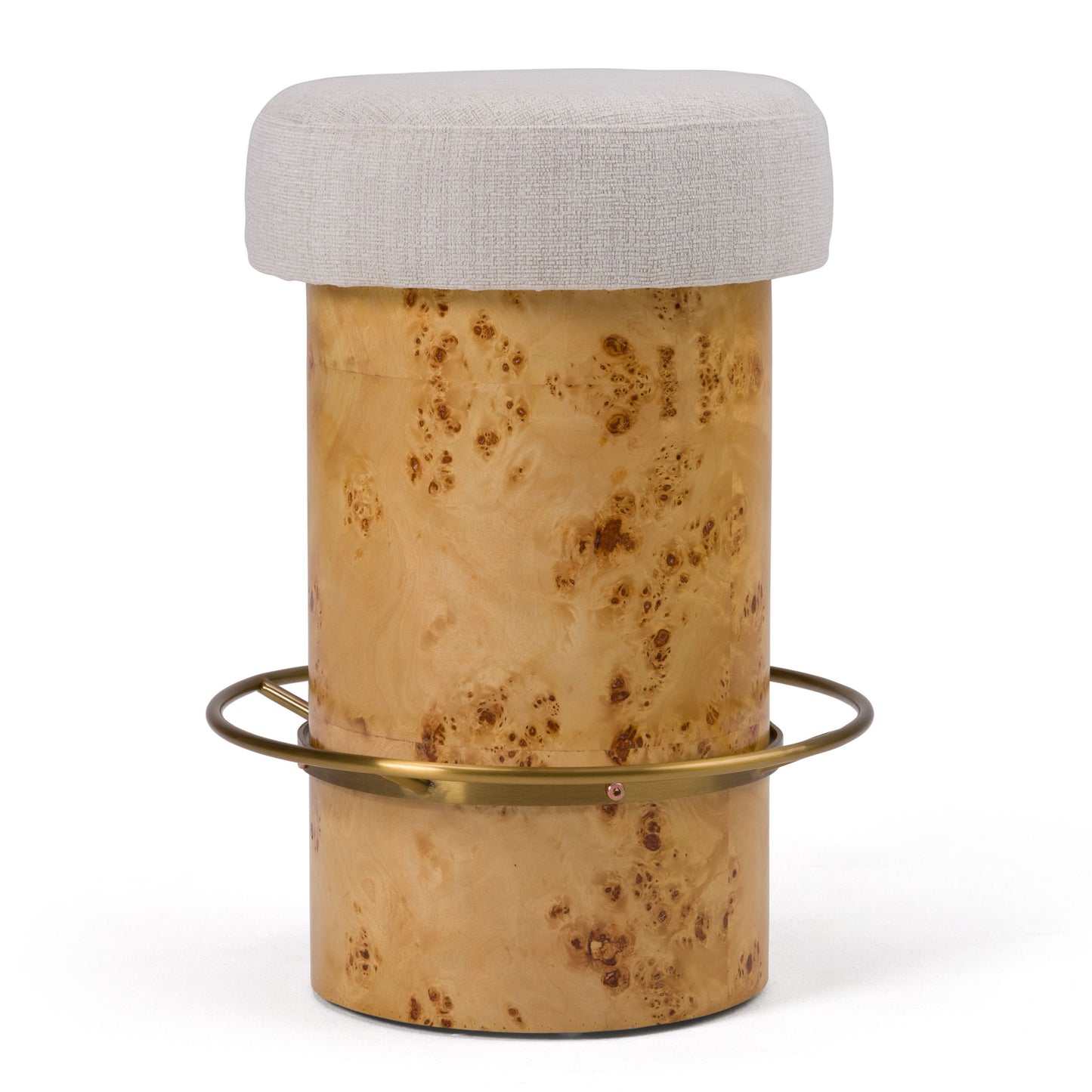 August Cream Fabric + Antique Brass Counter Stool