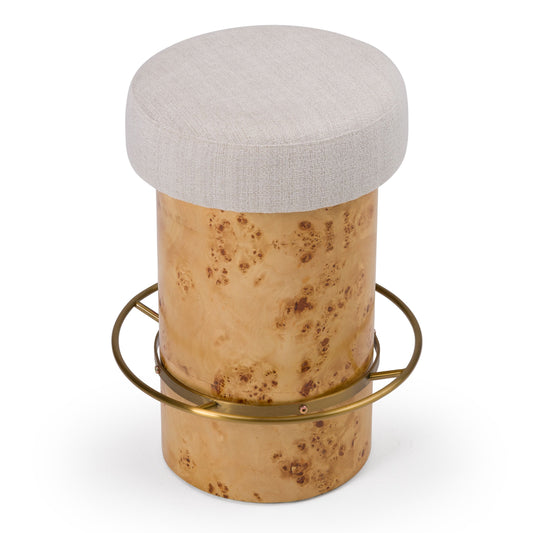 August Cream Fabric + Antique Brass Counter Stool