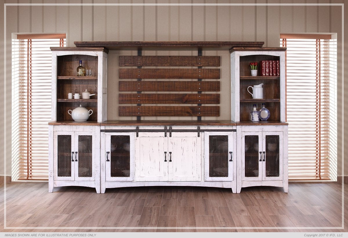 Pueblo White Distressed Finish Wall Unit - IFD360