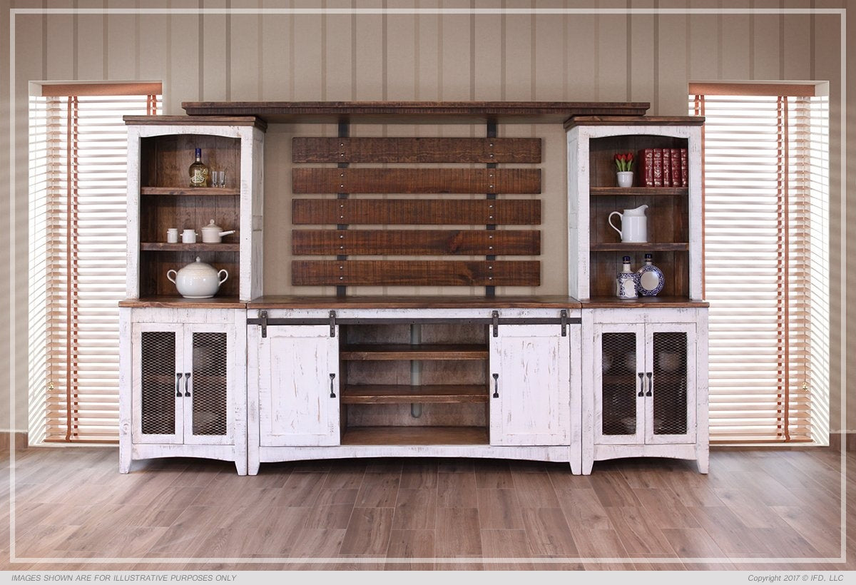 Pueblo White Distressed Finish Wall Unit - IFD360
