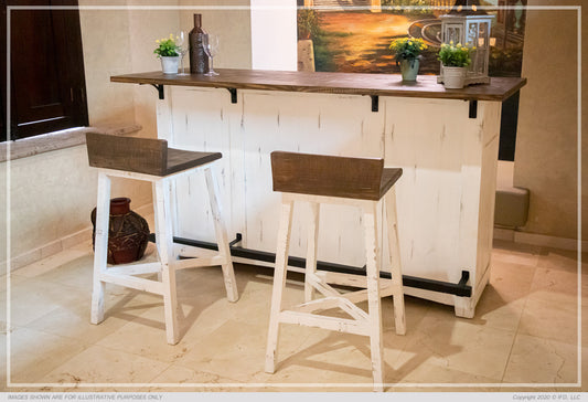 Pueblo White Distressed Bar Set - 100% Solid Wood
