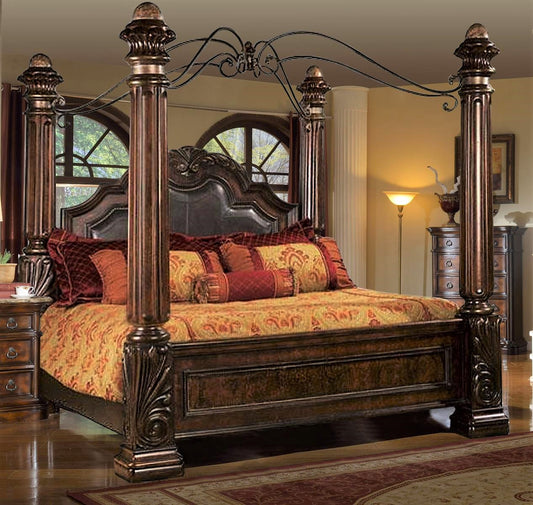 McFerran B6005 Canopy Bedroom Set - Marble Top Case Goods