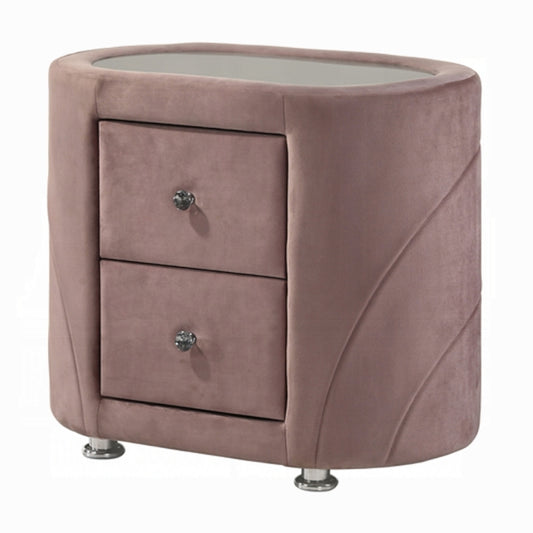 Salonia Pink Velvet Nightstand BD01184