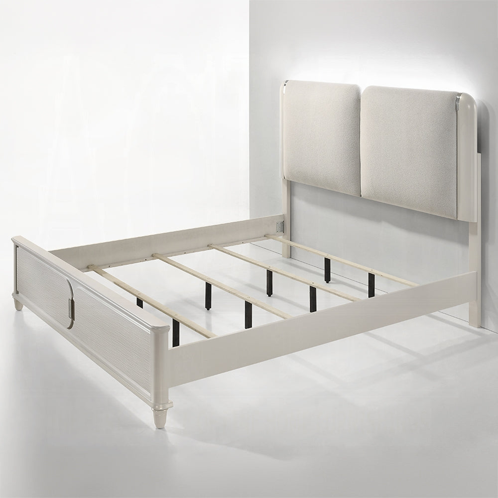 Laveda Gray Boucle Bedroom Set w/LED