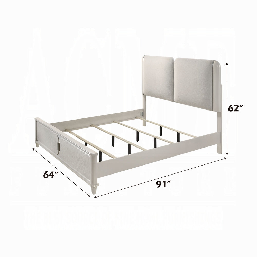 Laveda Gray Boucle Bedroom Set w/LED