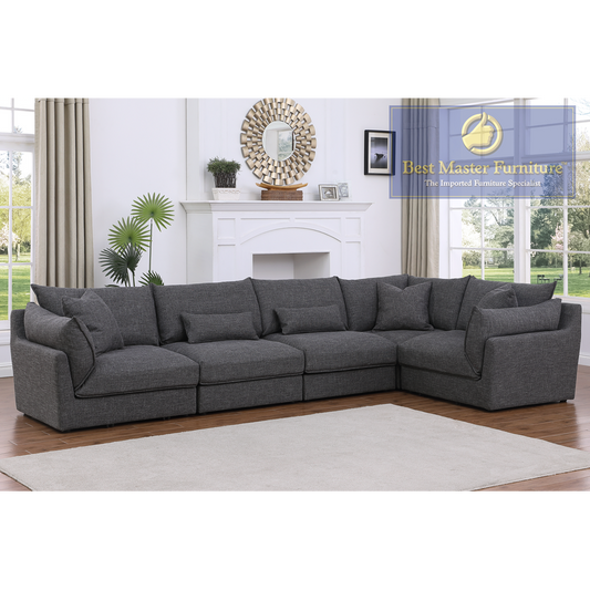 C023 Seccional modular gris de 5 piezas