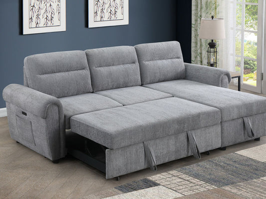 Hugo 89112CLG Gray Reversible Sleeper Sectional