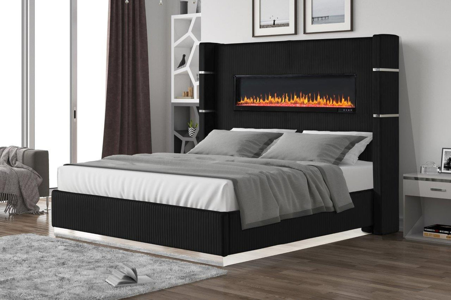 Cama Tapizada Lizelle - Negro
