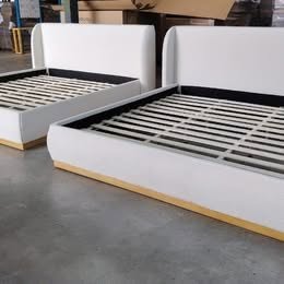 Whitman King White Boucle Bed by FOA