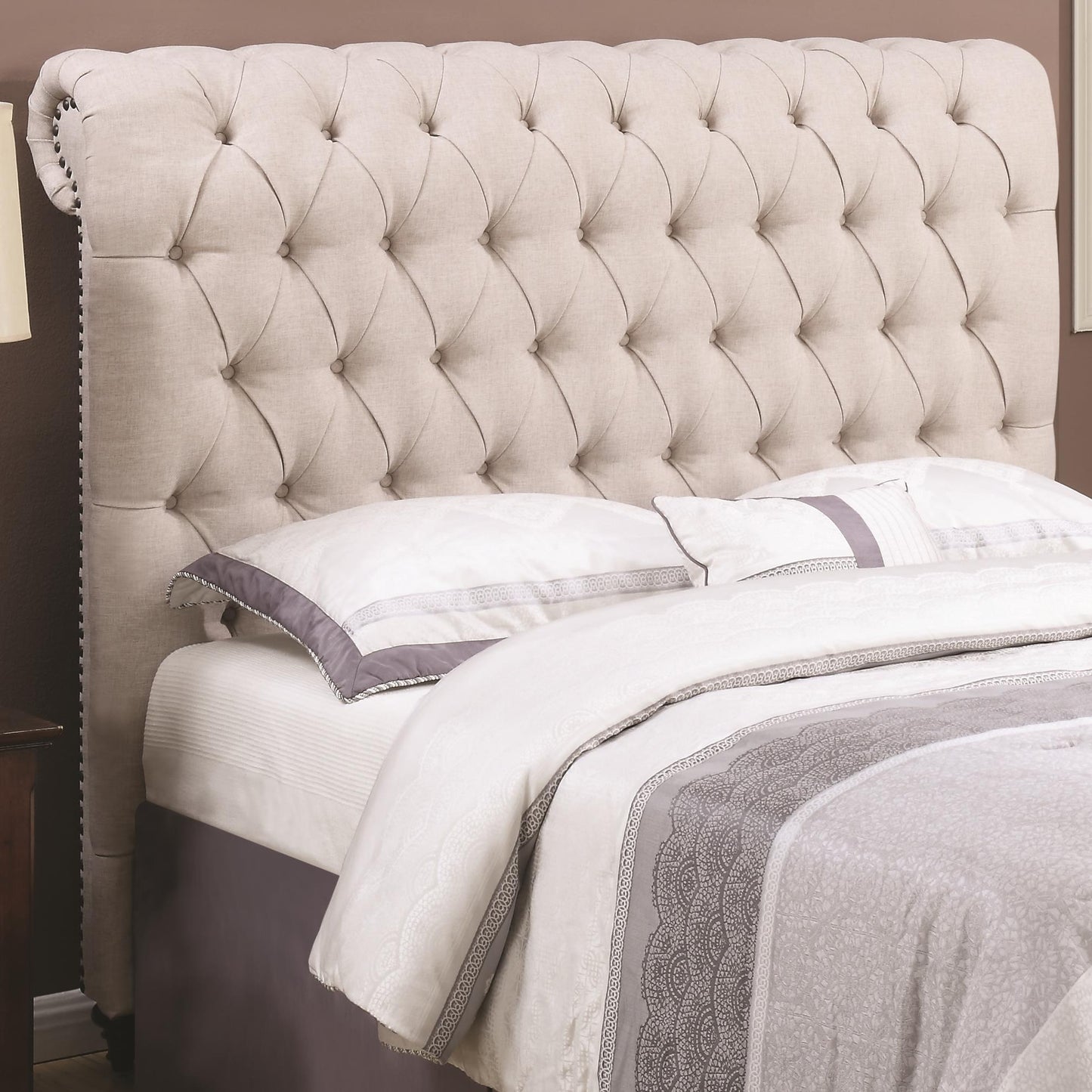 Colección de dormitorio Devon 300525 - Cabecero capitoné beige
