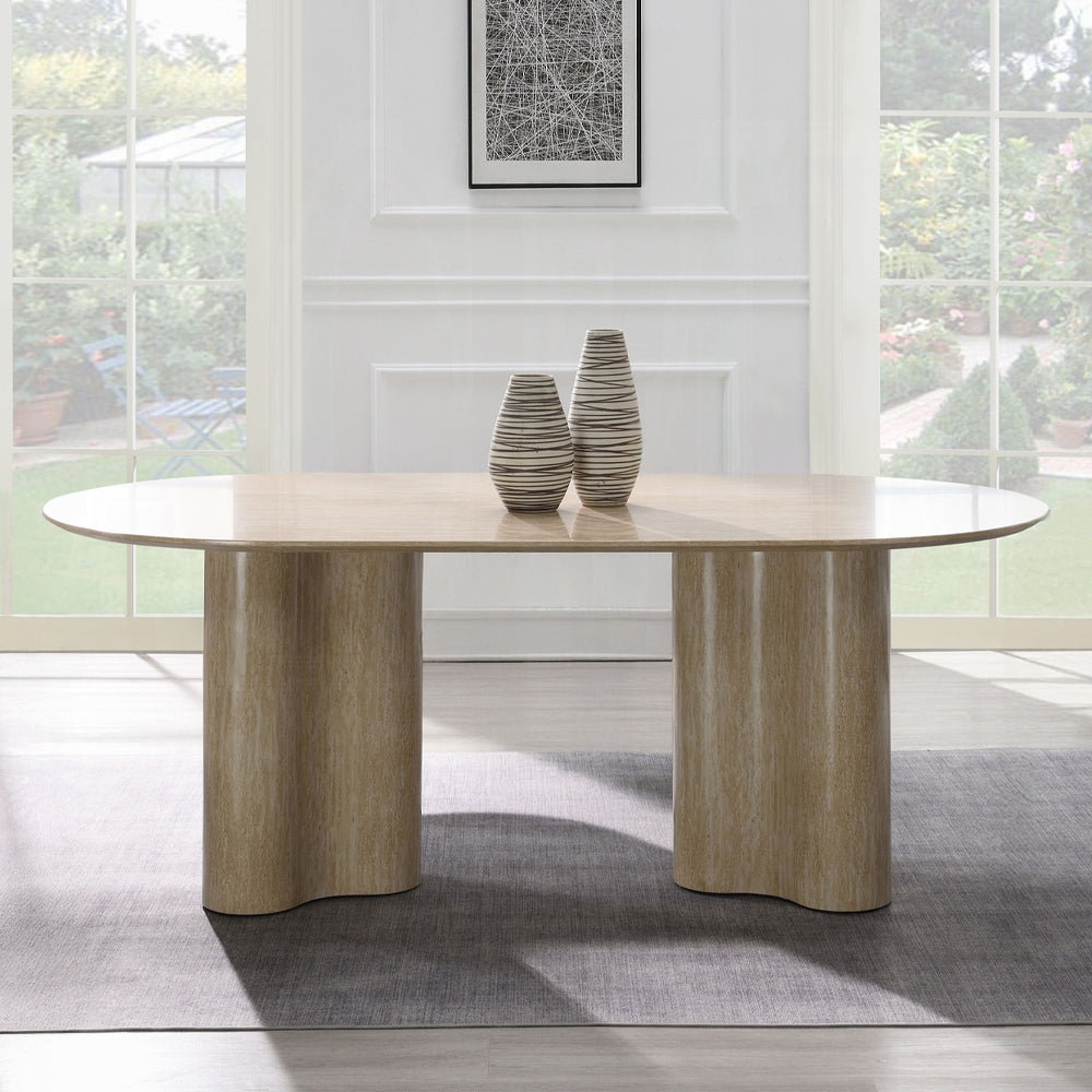 Jirina 7 Pc Travertine Dining Set DN03675
