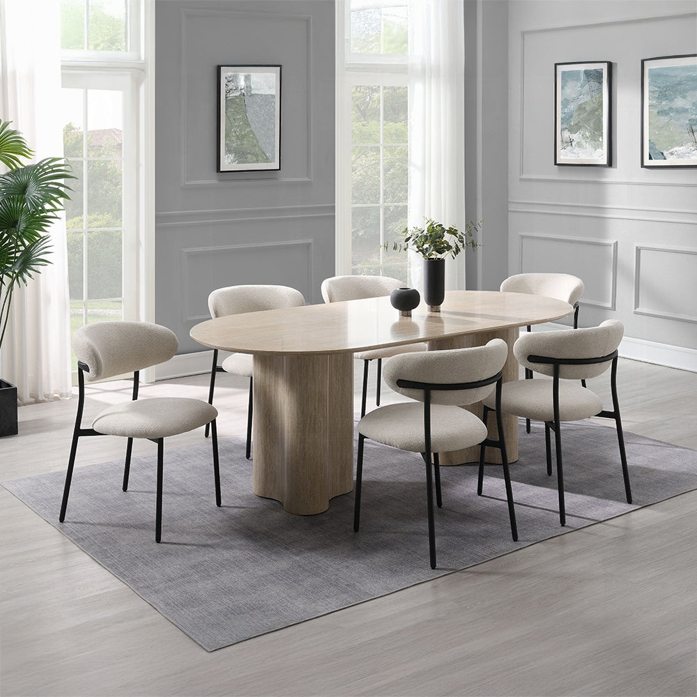 Jirina 7 Pc Travertine Dining Set DN03675