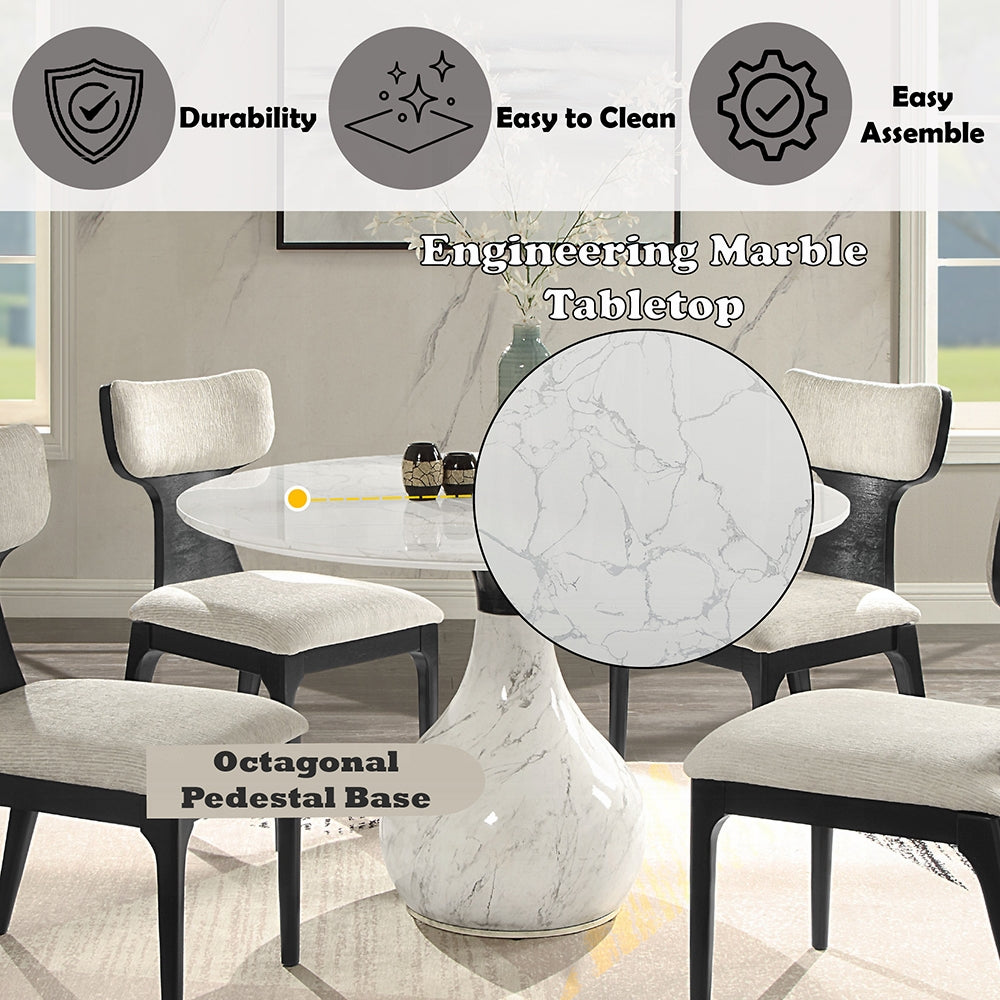 Koen 5 Pc Marble Top Dining Set DN04055