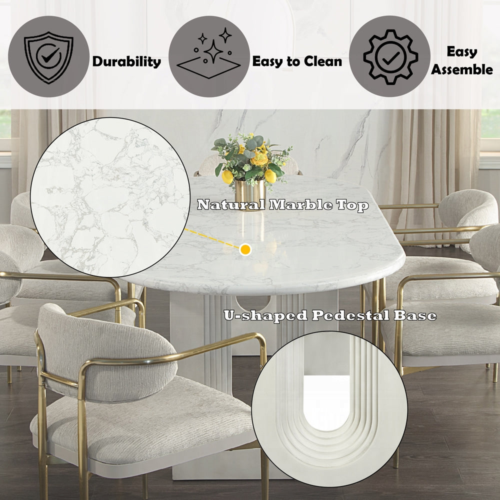 Zayn Natural Marble Top Dining Collection