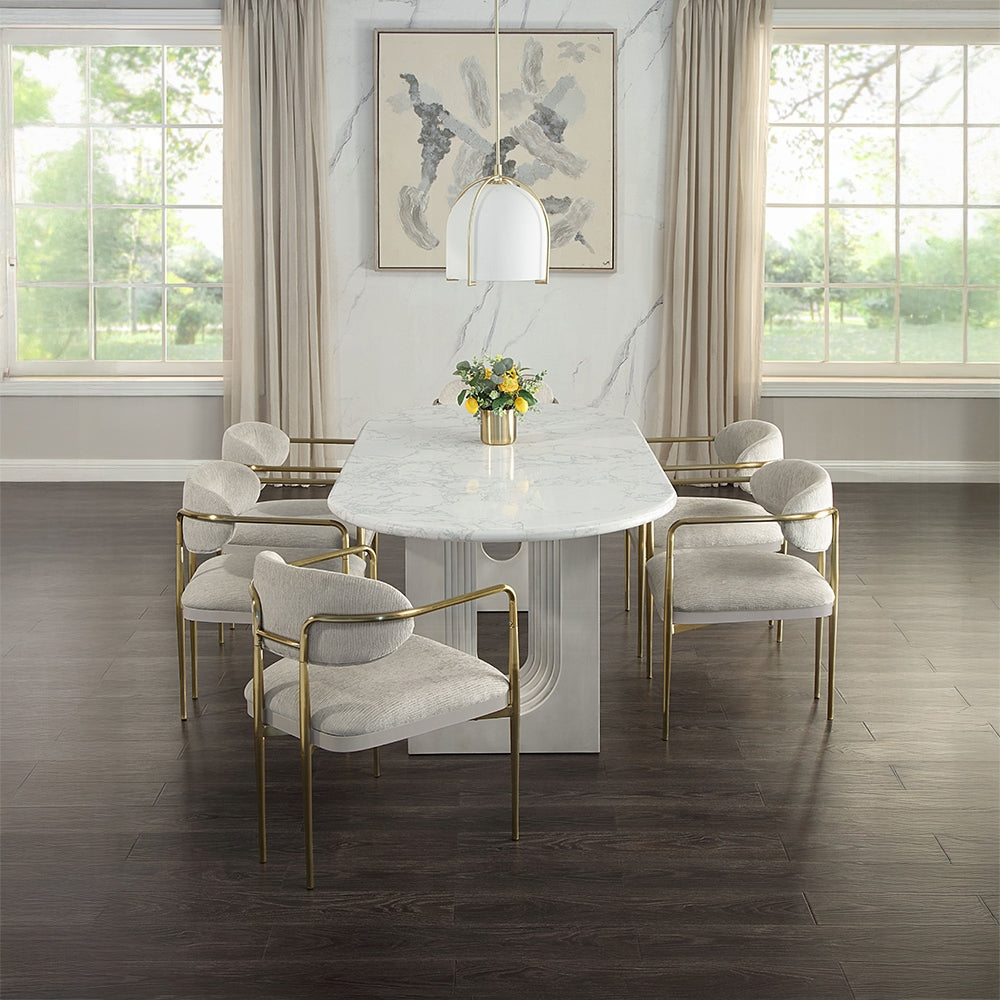 Zayn Natural Marble Top Dining Collection