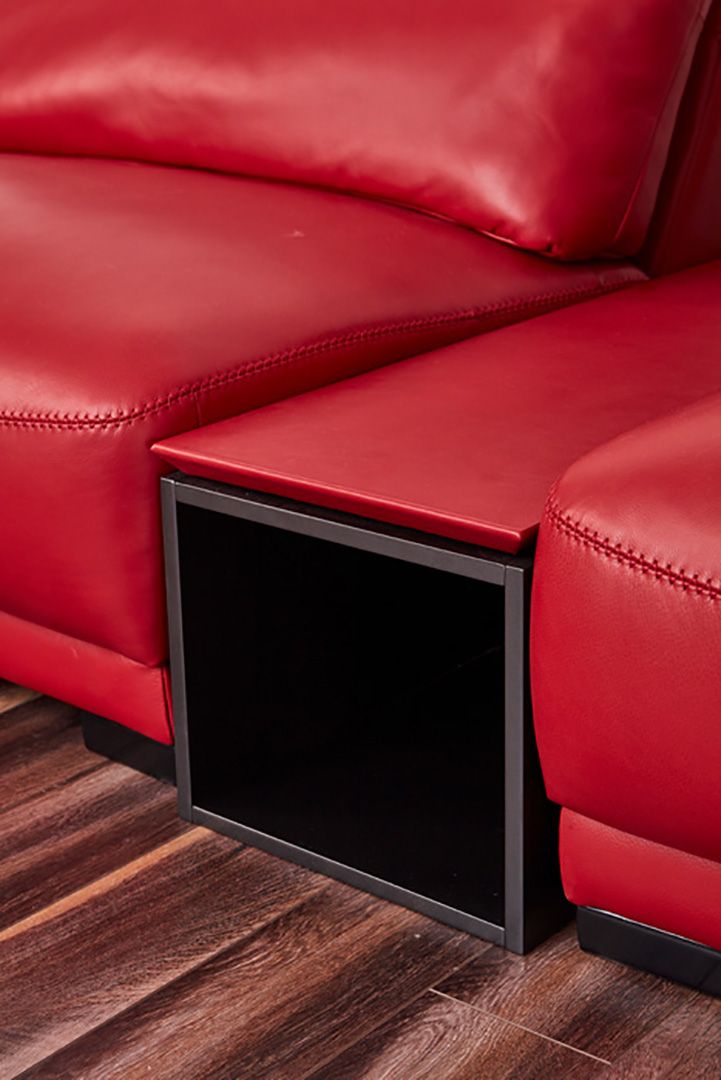 EK8012 Red Full Italian Leather Sofa Set