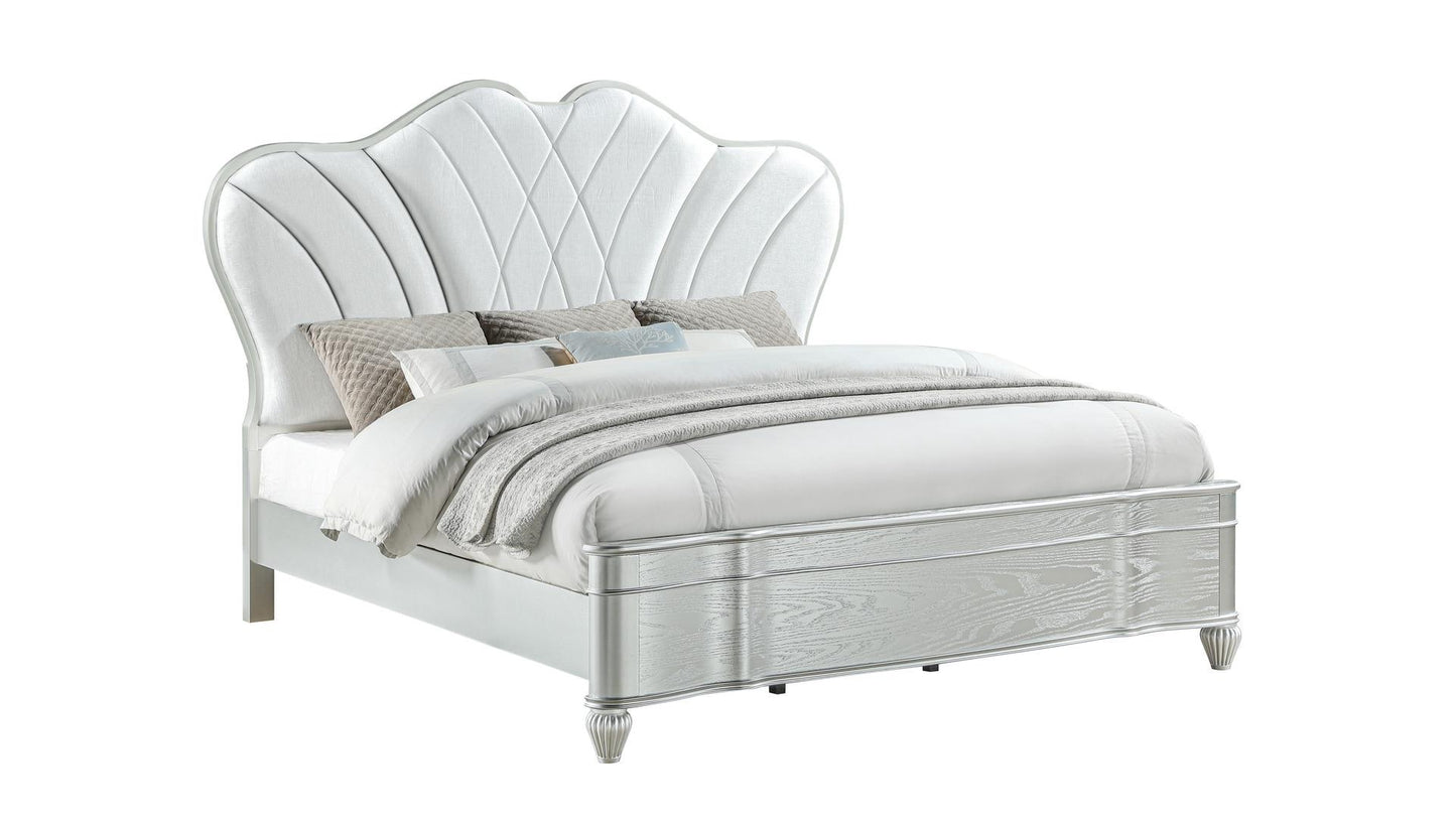 Eros Silver Finish 4 Pc Bedroom Set by Galaxy