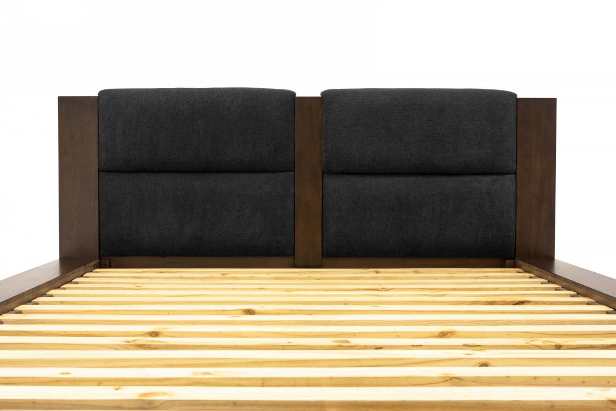 Nova Domus Fantasia - Dark Walnut/Dark Grey Bed & Two Nightstands