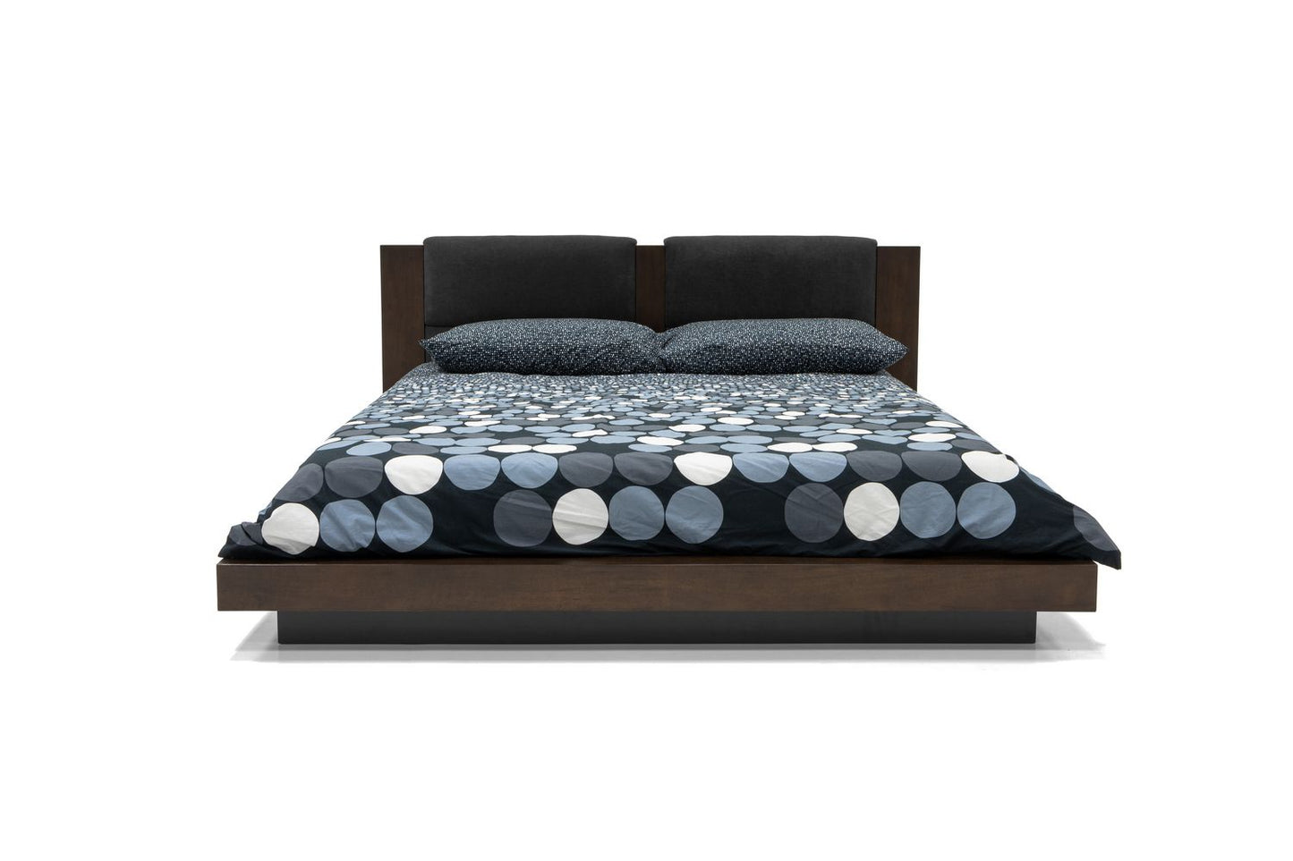 Nova Domus Fantasia - Dark Walnut/Dark Grey Bed & Two Nightstands